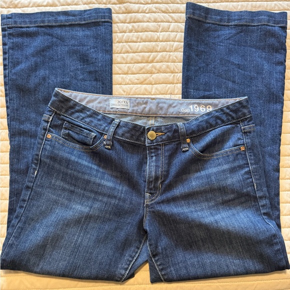 GAP Denim - Gap 1969 Long & Lean Trouser Jeans Size 10P 30 Bootcut Dark Wash